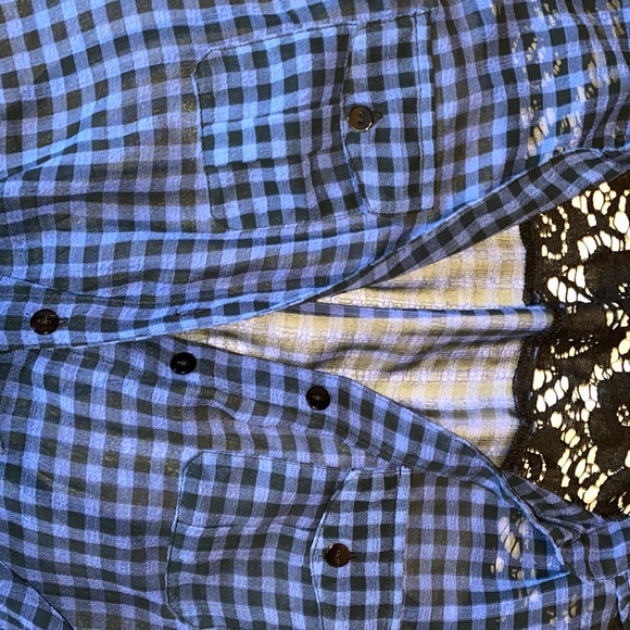 Sheer crop plaid blouse - Picture 5 of 7